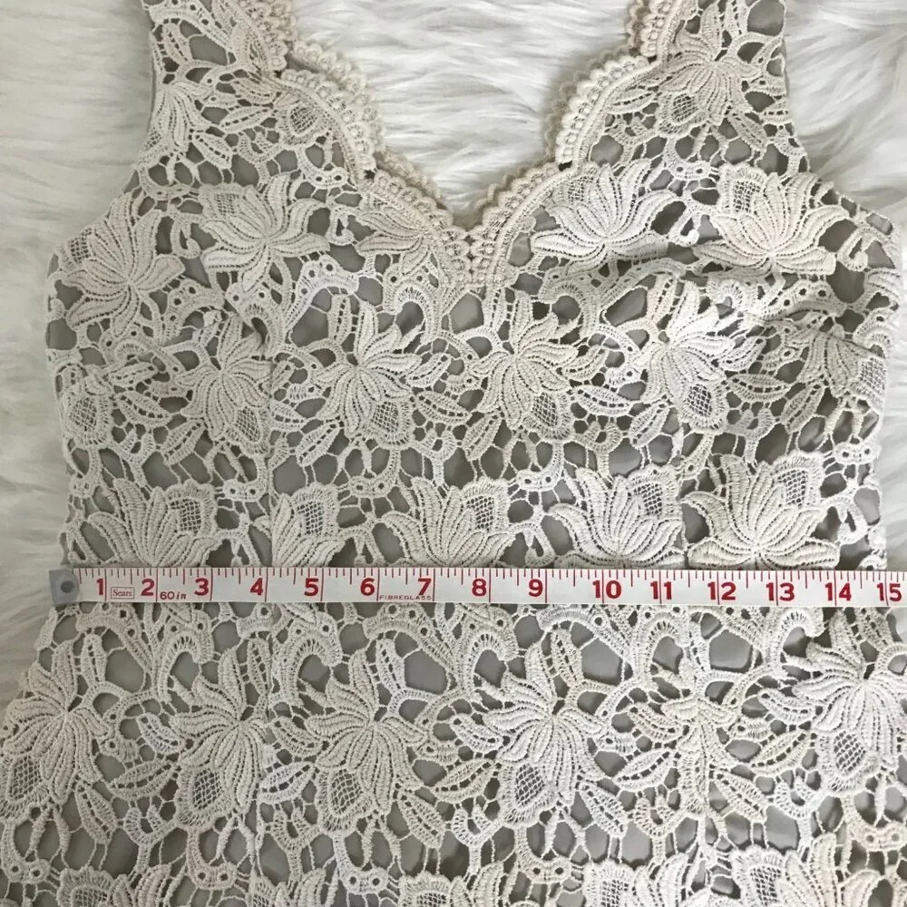 Ann Taylor  Lace V-neck Sleeveless Dress Ivory & Cream Size 2  NWT - Picture 8 of 13